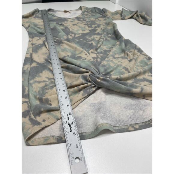 FANTASTIC FAWN V Neck Camo Tie Dye Sweatshirt Dress Tunic Pastel Boho Women M - Picture 9 of 10